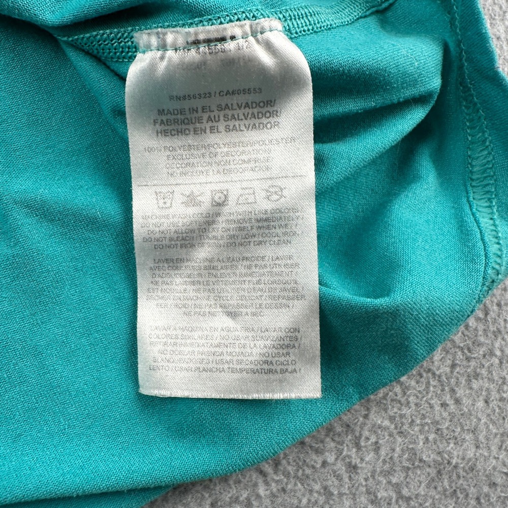 Nike Shirt Womens Medium Teal Dri-Fit V-Neck Short Sleeve Regular Fit Athletic - Picture 9 of 10